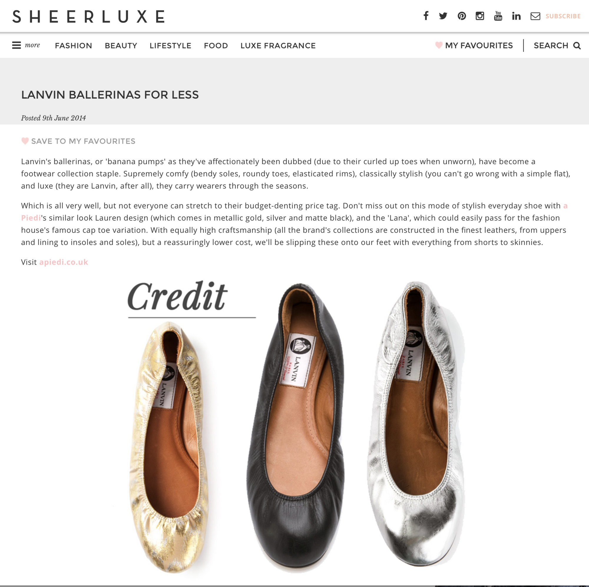 SheerLuxe.com, June 2014
